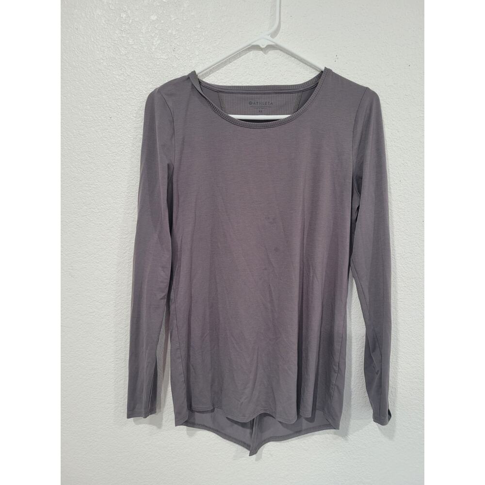Athleta Women's Gray Ribbed‎ Long Sleeve Top Size XS